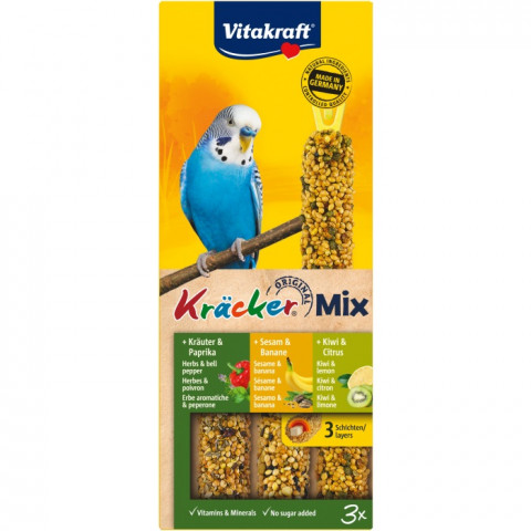 VITAKRAFT Kräcker Mix Banan, kiwi, papryka - przysmak dla papugi falistej - 3 szt. - Galeria zdjęcie 1