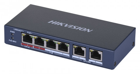 SWITCH POE HIKVISION DS-3E0106HP-E 6-PORTOWY - Galeria zdjęcie 1