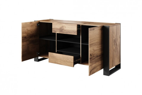 Komoda WOOD 164/44/80 dąb wotan + antracyt - Galeria zdjęcie 2