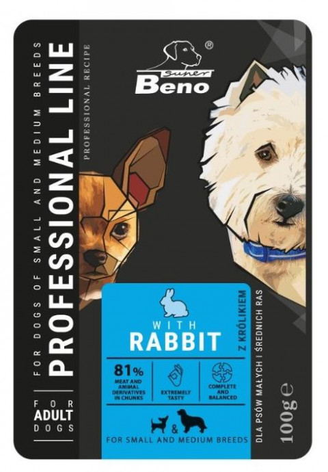 CERTECH SUPER BENO Professional Line Adult Małe i średnie rasy Królik - mokra karma dla psa - 100 g - Galeria zdjęcie 1