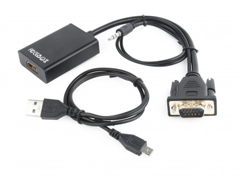 Gembird adapter vga -> hdmi z audio, czarny, 0.15m a-vga-hdmi-01 - Galeria zdjęcie 1