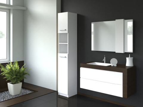 SZAFKA ŁAZIENKOWA MARBELA 32CM REGAŁ SŁUPEK BIAŁY - Galeria zdjęcie 3
