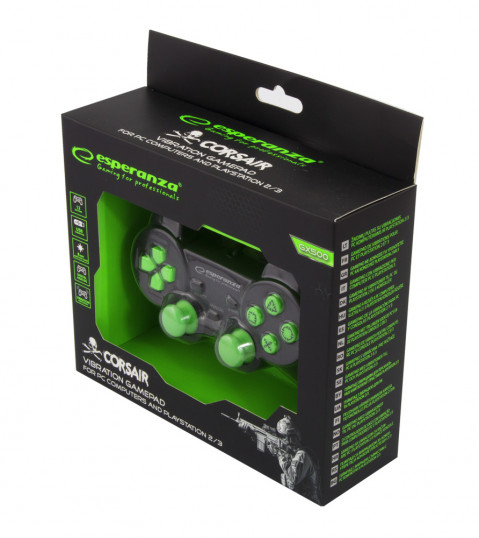 ESPERANZA GAMEPAD CORSAIR CZARNO/ZIELONY EGG106G - Galeria zdjęcie 2