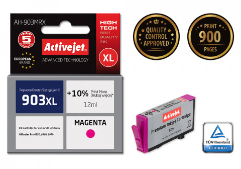 Activejet AH-903MRX Tusz do drukarki HP, Zamiennik HP 903XL T6M07AE; Premium; 12 ml; purpurowy. Drukuje więcej o 10%. - Galeria zdjęcie 2