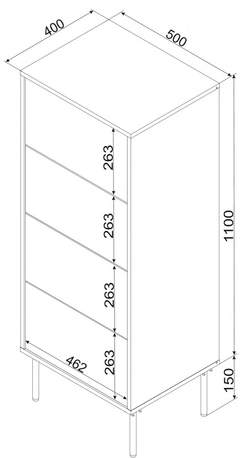 Komoda 4S TRESSE 50x40x125 zieleń mat - Galeria zdjęcie 4