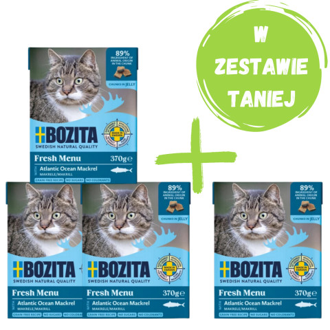 BOZITA Kawałki makreli w galaretce - mokra karma dla kota - 4x370g - Galeria zdjęcie 1