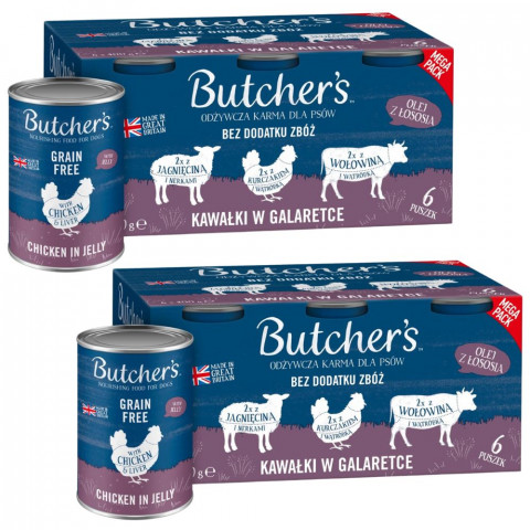 BUTCHER'S Original Mega pack mix kawałki w galaretce - mokra karma dla psa - 12x400g (2x(6x400g)) - Galeria zdjęcie 1