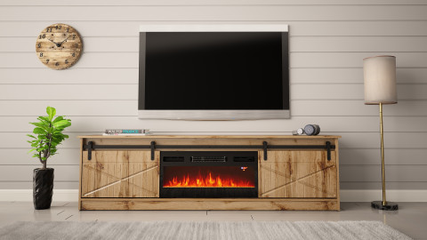 Szafka RTV GRANERO+kominek 200x56,7x35 dąb wotan - Galeria zdjęcie 3