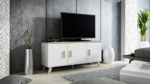 Komoda LOTTA 150 3D biały+ dąb sonoma - Galeria zdjęcie 1