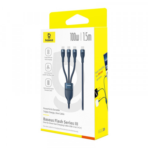 Kabel Baseus Flash Series 3 100W 1,5m (niebieski) - Galeria zdjęcie 6