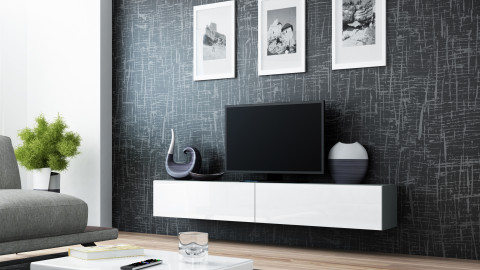 Szafka RTV VIGO '180' 30/180/40 szary/biały połysk - Galeria zdjęcie 1