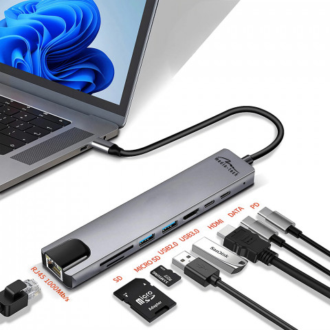 MEDIA-TECH HUB USB 8 IN 1 GIGA LAN HUB MT5046 - Galeria zdjęcie 5