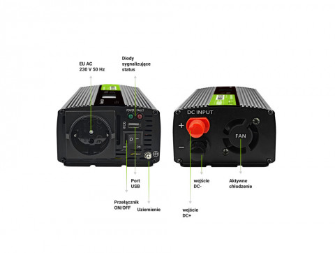 GREEN CELL PRZETWORNICA LCD 12V 500W/1000W SINUS - Galeria zdjęcie 10