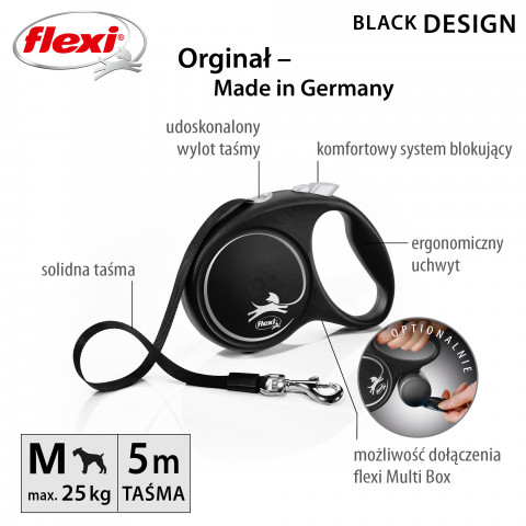 FLEXI Black Design M srebrny - automatyczna smycz dla psa - 5m - Galeria zdjęcie 4