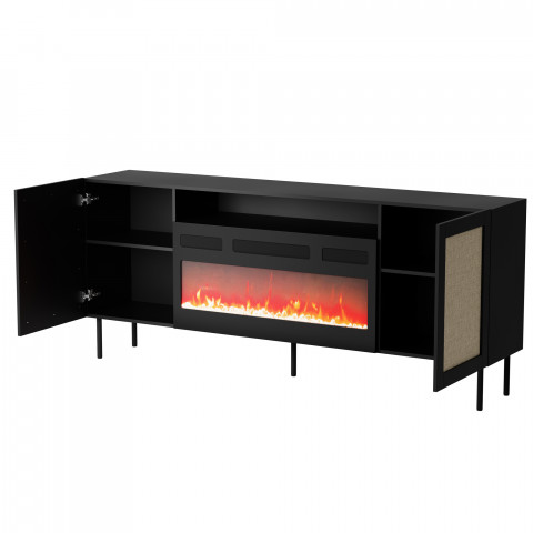 Komoda JUTA EF + kominek elektryczny 202x39,5x85 czarny + linol calabria - Galeria zdjęcie 2