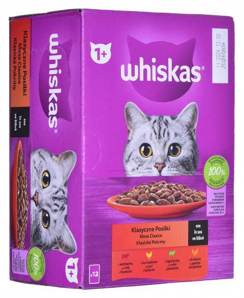WHISKAS Klasyczne Posiłki w sosie - mokra karma dla kota - saszetka - 12x85 g - Galeria zdjęcie 4