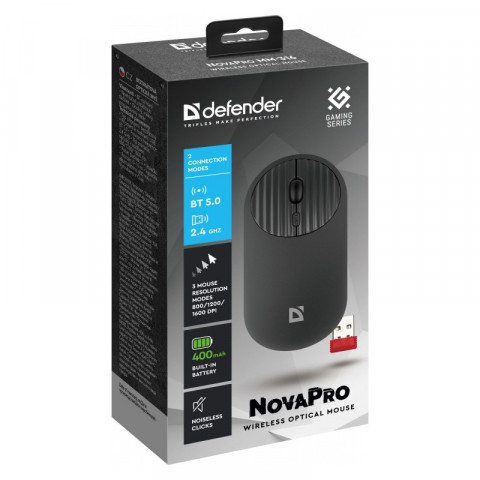 DEFENDER MYSZ NOVAPRO MM-316 RF+BT OPTIC 1600dpi CZARNA - Galeria zdjęcie 2
