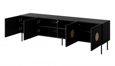 Szafka RTV PALAZZO 200x42x60 czarny + dąb craft - Galeria zdjęcie 2