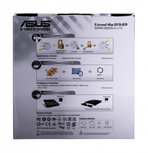 DVD-REC ASUS SDRW-08D2S-U LITE USB SLIM CZARNY BOX - Galeria zdjęcie 11