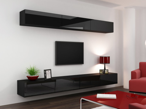 Szafka RTV VIGO '140' 30/140/40 czarny/czarny poł - Galeria zdjęcie 13