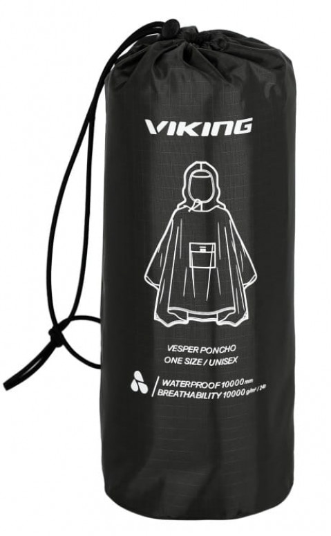 Poncho przeciwdeszczowe dla dorosłych VIKING Vesper czarne - Galeria zdjęcie 2