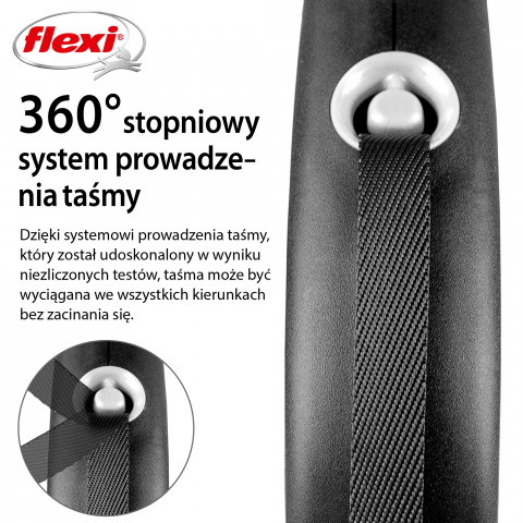 FLEXI Black Design M srebrny - automatyczna smycz dla psa - 5m - Galeria zdjęcie 5