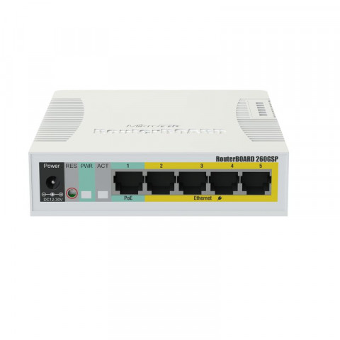 Switch Mikrotik RB260GSP (CSS106-1G-4P-1S) 6p PoE (Passive: 4;) 60W Managed Gigabit - Galeria zdjęcie 2