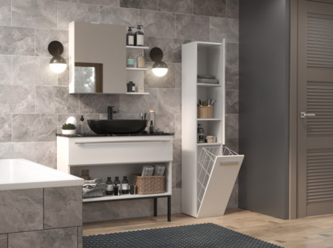 Szafka łazienkowa NEL IV 31x30xH174 biel połysk - Galeria zdjęcie 4