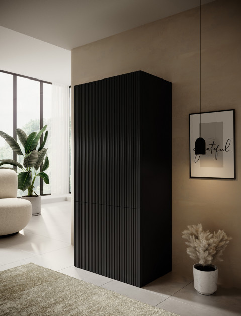 Szafa PAFOS 2D 90x55,5x198,5 czarny mat - Galeria zdjęcie 3