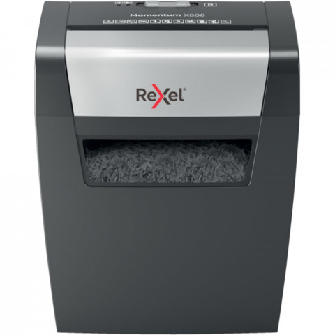 Rexel Niszczarka Momentum X308, 8 kartek, P-3, 15 l kosz, czarna - Galeria zdjęcie 1