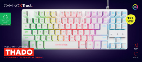 Klawiatura gamingowa TRUST GXT833W THADO TKL US White (24737) - Galeria zdjęcie 9