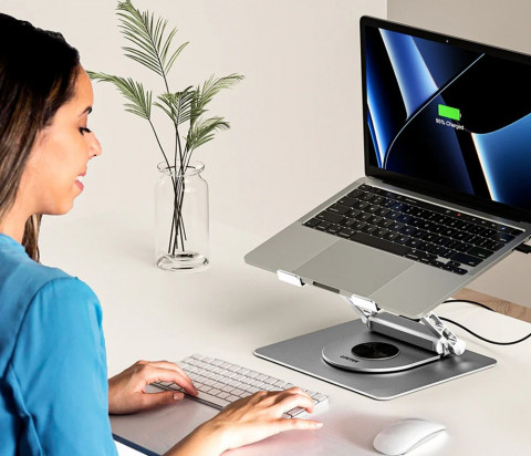 UNITEK PODSTAW. POD LAPTOP +HUB USB-C,HDMI,PD 100W - Galeria zdjęcie 4