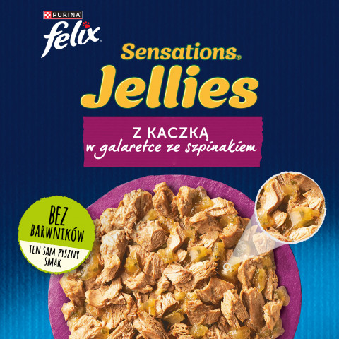 PURINA Felix Sensations Jellies z kaczką w galaretce ze szpinakiem - mokra karma dla kota - saszetka 85 g - Galeria zdjęcie 8