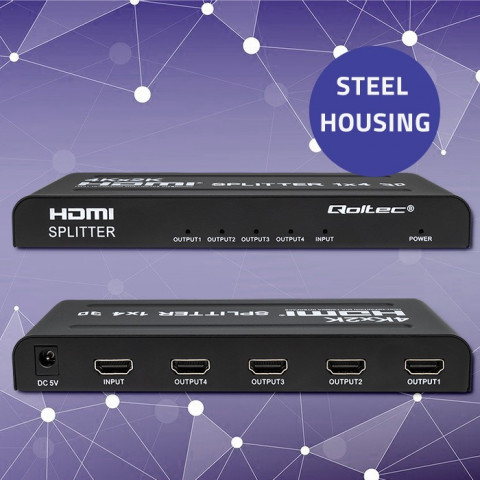 QOLTEC ROZDZIELACZ SPLITTER 4XHDMI 4KX2K | 3.4GB/S - Galeria zdjęcie 2