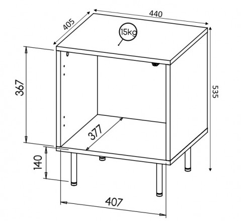Szafka nocna HOLE 2szt. 44x40,5xH53,5 czarny mat - Galeria zdjęcie 4