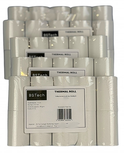 BSTech Papier, rolka termiczna do kas fiskalnych 57x15m 10 sztuk - Galeria zdjęcie 6