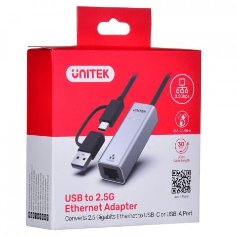 UNITEK ADAPTER USB-A/C - RJ45 2.5G ETHERNET (M/F) - Galeria zdjęcie 5