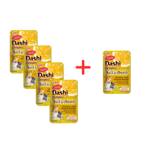 INABA CAT Dashi Delights Silky Broth Chicken with Cheese - przysmak dla kota - 4x40g + GRATIS - Galeria zdjęcie 2