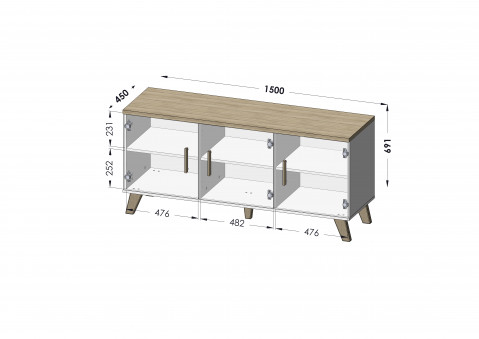 Komoda LOTTA 150 3D biały+ dąb sonoma - Galeria zdjęcie 2