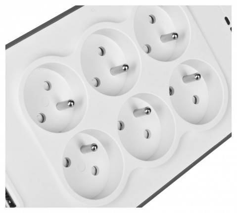 Listwa zasilająca Belkin Power Surge 6-PORT + 2xUSB-A 2.4A 650J 2m Grey/White - Galeria zdjęcie 4