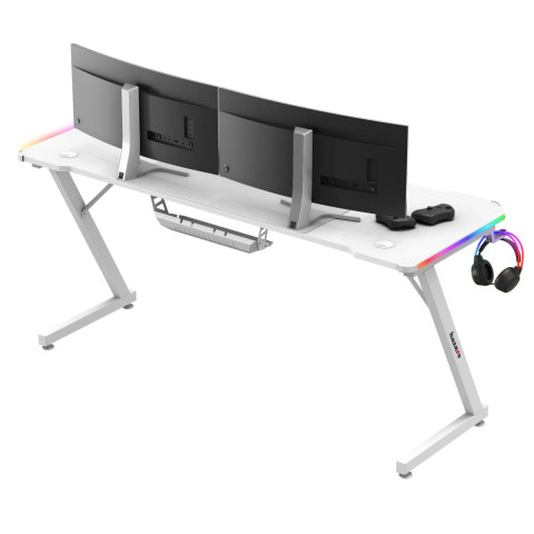 Biurko gamingowe Huzaro Hero 4.8 White RGB - Galeria zdjęcie 3