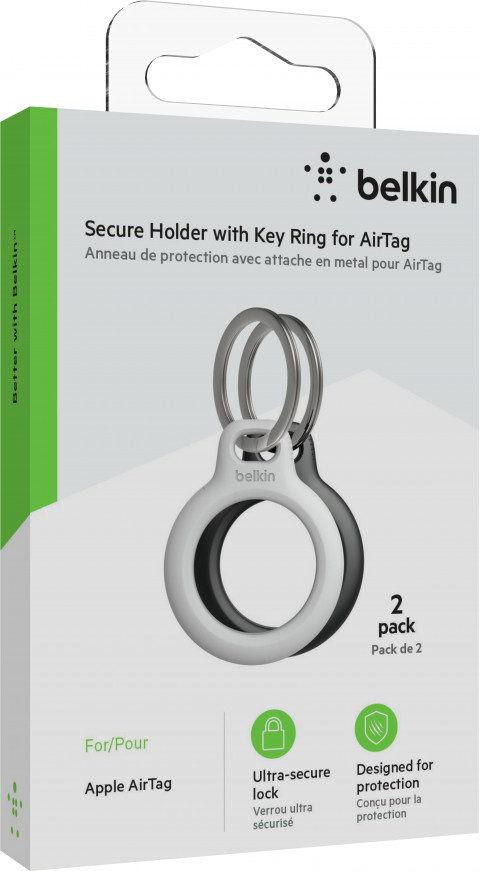 BELKIN ETUI AIRTAG Z KÓŁKIEM 2 SZT CZARNE/BIAŁE - Galeria zdjęcie 2