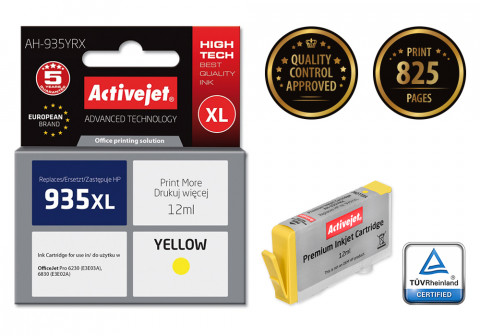 Activejet AH-935YRX Tusz do drukarki HP, Zamiennik HP 935XL C2P26AE; Premium; 12 ml; żółty. - Galeria zdjęcie 2