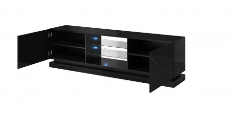 Szafka RTV QIU 200 MDF czarny połysk/czarny połysk - Galeria zdjęcie 4
