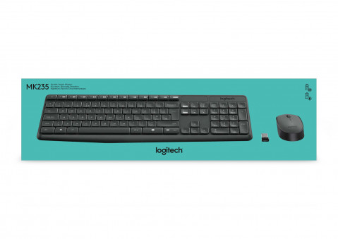 Klawiatura + Mysz Logitech MK235 bezprzewodowa, szara, us - Galeria zdjęcie 9