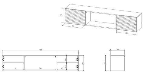 Szafka RTV TULA 183x35x37 biały mat + czarny kominek - Galeria zdjęcie 4