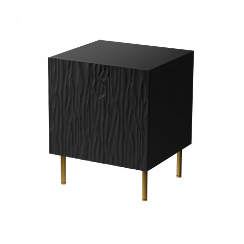 Szafka nocna 2szt. JUNGLE 53,5x40,5x44 czarny mat + złote nóżki - Galeria zdjęcie 1