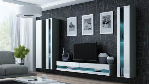 Szafka RTV VIGO NEW '180' 30/180/40 szary/biały poł - Galeria zdjęcie 5