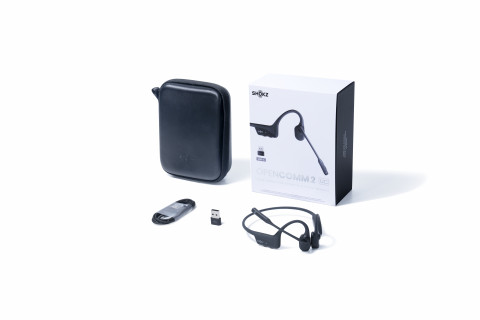 Słuchawki bezprzewodowe kostne Shokz OpenComm2 UC USB-A + adapter USB-A czarne - Galeria zdjęcie 10