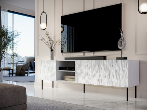 Szafka RTV JUNGLE 190x40,5x59,5 biały mat + czarne nóżki - Galeria zdjęcie 5